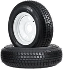 2pcs ST205/75D14 Trailer Tire and Wheel Assembly 6PR 5Lug 14" White Modular Rim