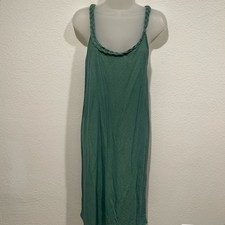 zara green teal braided strap slip midi long dress
