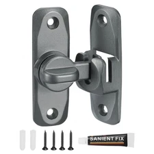 90/180°Barn Door Lock, Zinc Alloy Flip Gate Sliding Door Latches, Grey