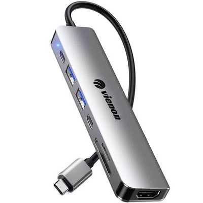 USB C Hub HDMI Adapter for Monitor, 7 in 1 USB C Docking Station with 4K HDMI...