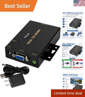 One-Way VGA to HDMI 1080P Adapter with Audio Input - Perfect for Monitors & TVs