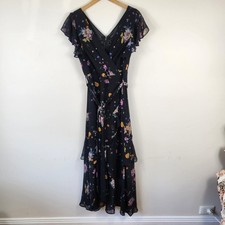 City Chic black floral maxi dress with ruffle...