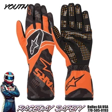 Alpinestars Youth Kart Race Gloves Tech-1 K RACE S V2 Flo Orange/Black Camo