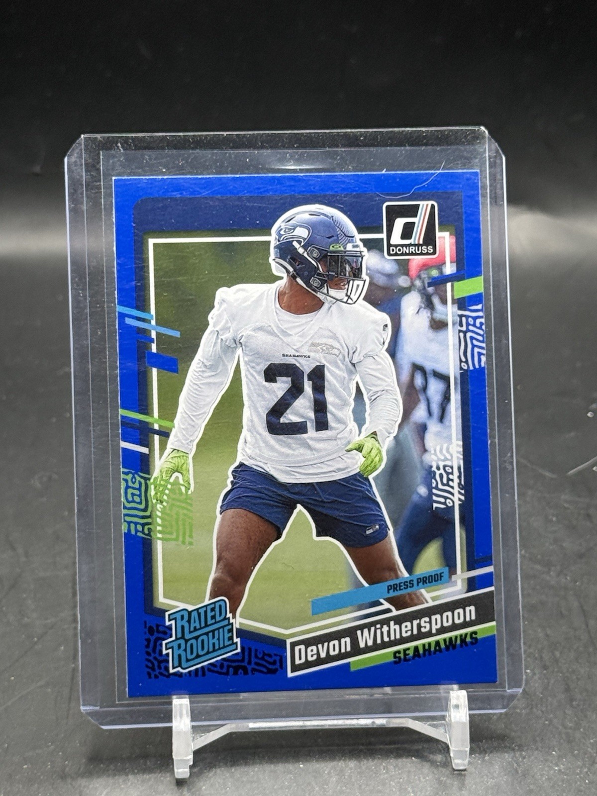 Devon Witherspoon 2023 Panini Donruss Press Proof Blue Rated Rookie #389
