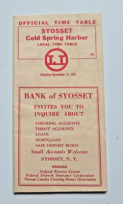 Syosset Cold Spring Harbor Time Table