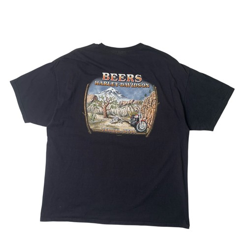 Harley Davidson T Shirt Mens 2XL Black Beers Vernal Utah Dinosaur Land Biker Tee