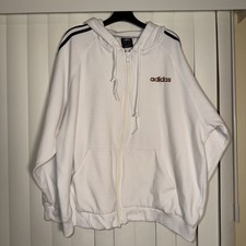 Adidas Essentials Large 3-Stripes Full-Zip Fleece Men s Hoodie White/Black