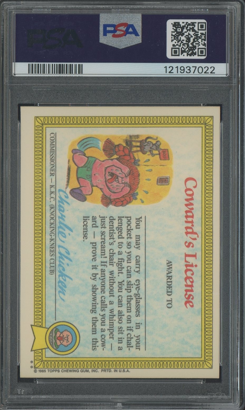 1985 Topps Garbage Pail Kids GPK Stickers #23b Leaky Lou PSA 9 MINT view 2