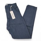 Blue Etienne Marcel skinny crop jeans with white tag and belt loops, made in USA, stretch waist, and front pockets.