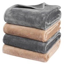 Dog Blanket Washable for Puppy: 4 Packs Dog Blankets M 40"x28" x4 Grey khaki