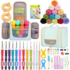 Crochet Kits with Case, Beginner Crochet Set Includes 1050 Yards Crochet Yarn...