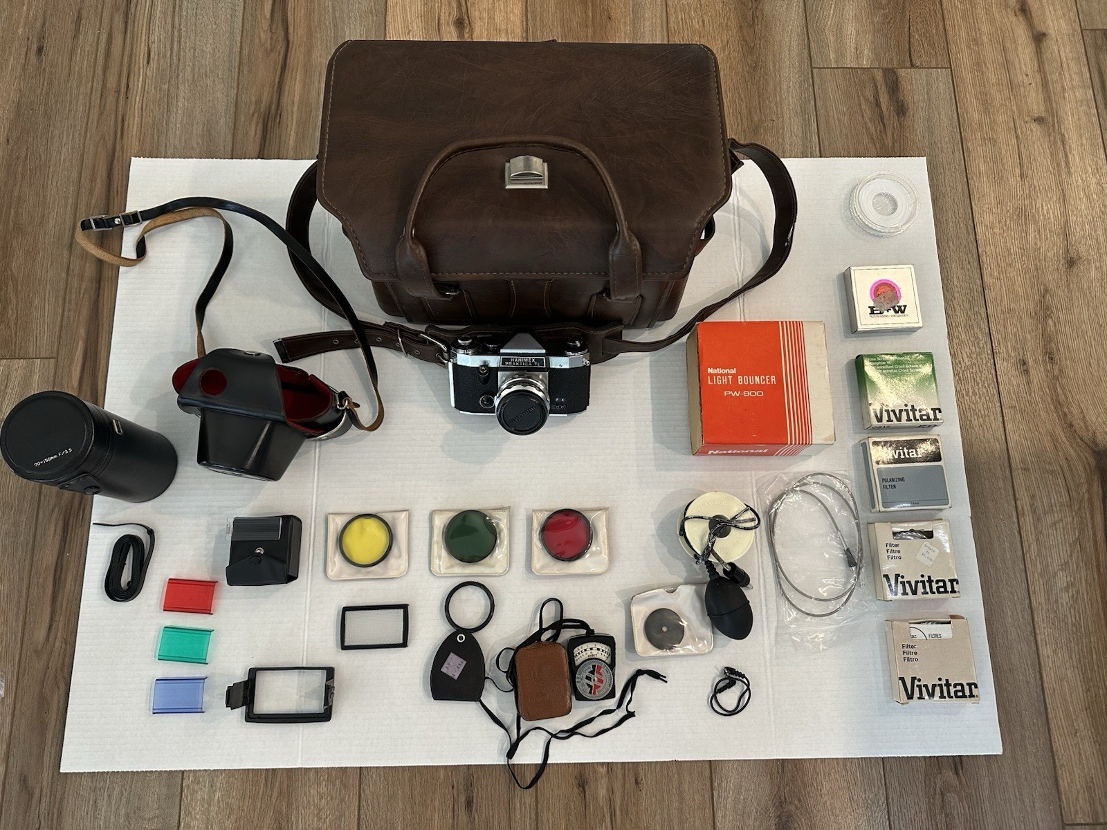 Vintage Hanimex Praktica TL 35mm Film Camera w/ Lens + Bag & Filters