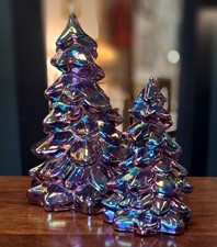 Sugar Plum Carnival Christmas Tree Iridescent Fenton Style New Mosser Glass 5.5