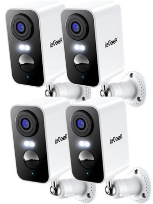 4pcs ieGeek 2K Battery Powered WiFi Security Camera with Spotlight & Siren Alarm