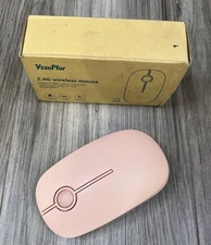 Vssoplor 2.4G Slim Wireless Mouse Portable Computer Pink w USB Receiver Silent