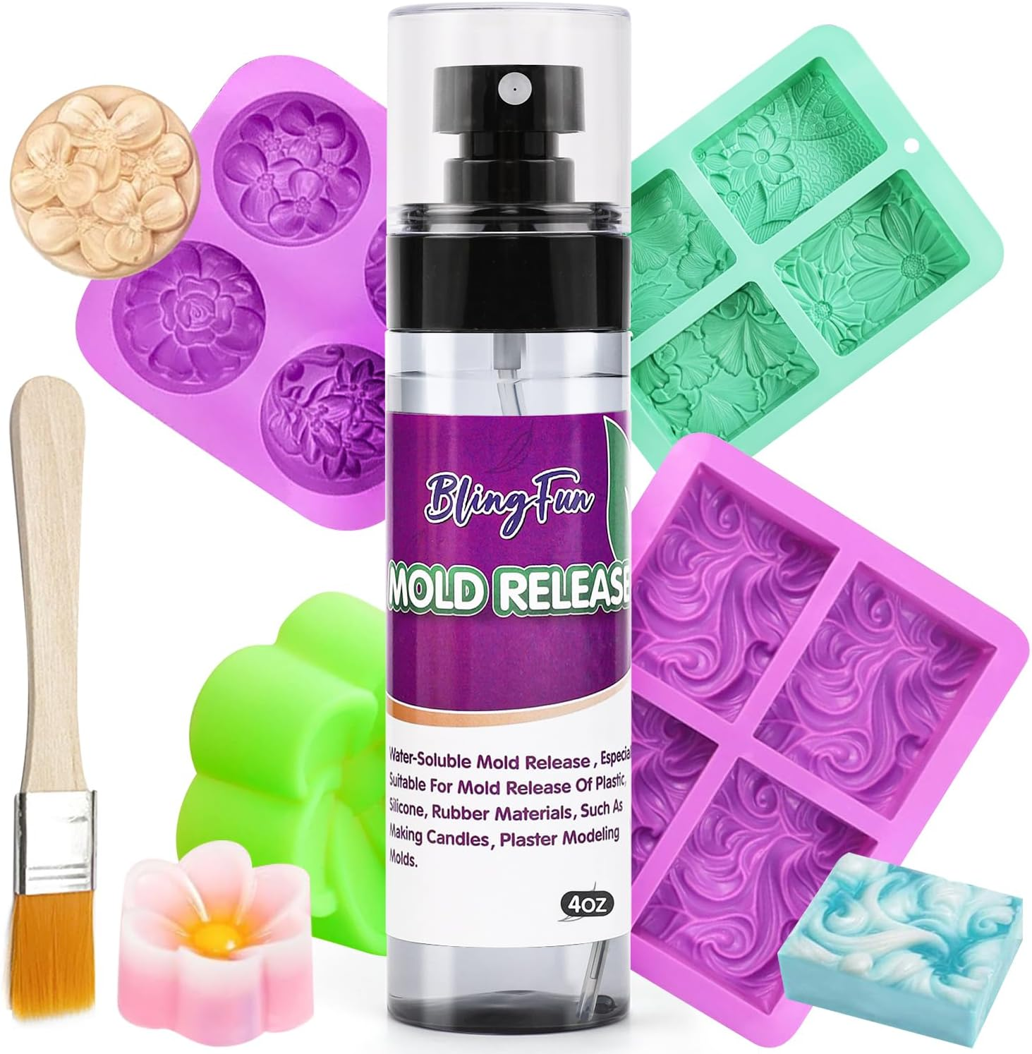 4Oz Mold Release Spray for Candle Making and Epoxy Resin, Fast-Drying Candle Rel
