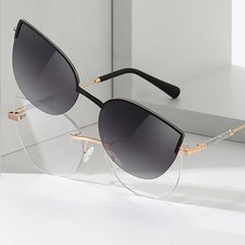 Magnetic Clip On Rimless Polarization Sunglasses UV400 Blue Light Blocking