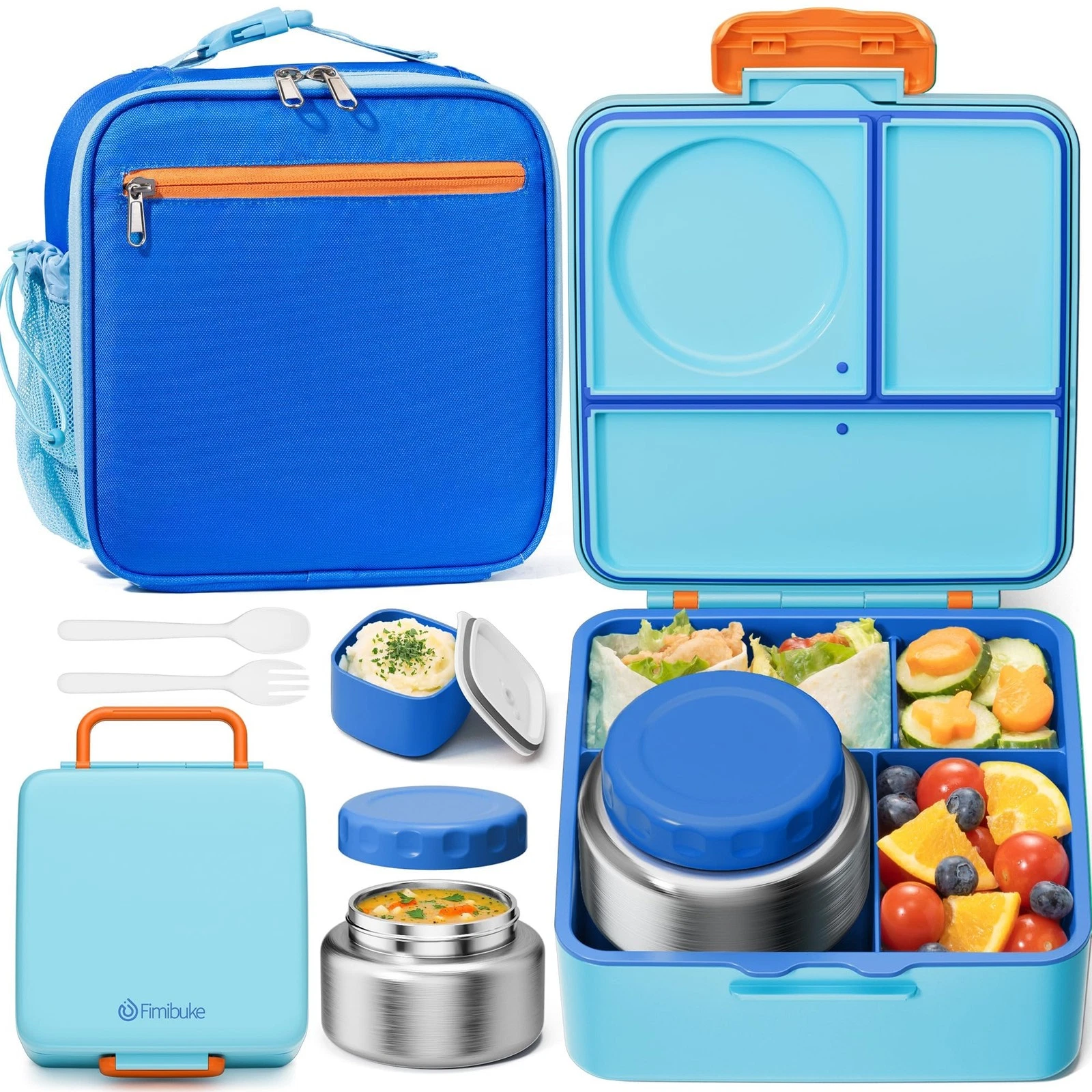 Kids Bento Lunch Box with Food Jar, Leakproof Toddler Bento Box with 8.5OZ In...