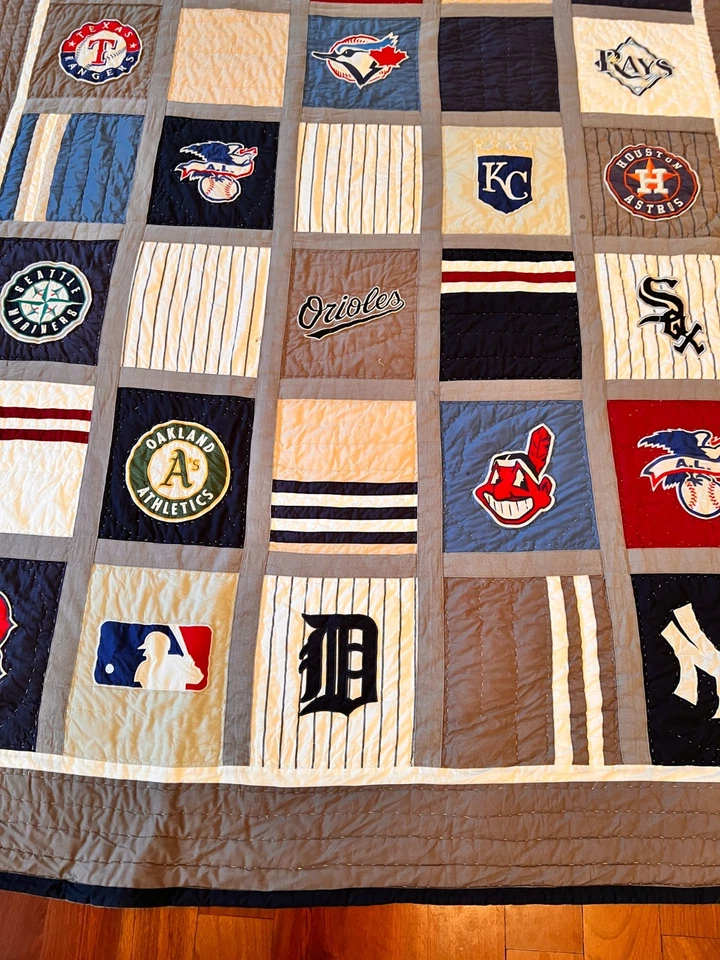 Pottery Barn Quilt Bedspread American League MLB Baseball PB Teen Twin - Image 4 of 4