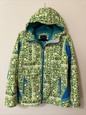 Lands' End Ski Snow Jacket Coat Girl's XL 16 Lightweight Turquoise Blue Yellow