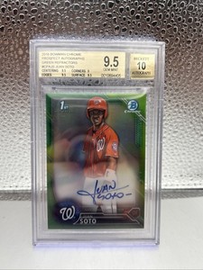 2016 Bowman Chrome Green Refractor Auto 13/99 Juan Soto BGS 9.5 Gem Mint