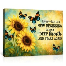 Sunflower Butterflies Wall Art Canvas Poster Print Inspirational Home Decor