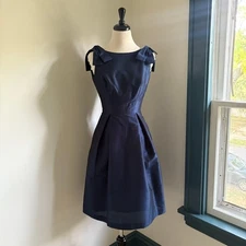 NWT Alfred Sung Dupioni Cocktail Bridesmaid Dress in Midnight D626 Sz 0