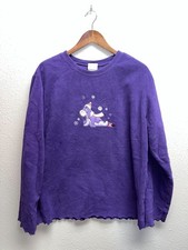 Vintage Disney Eeyore Fleece Sweatshirt Crewneck Womens Purple XL Winter VTG