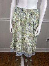 Vintage Handmade floral cotton Lace Trim A Line Skirt cottage core chic large
