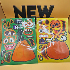 Halloween Build Your Own Pumpkin Face Sticker Craft Kit 2 Sheets Kids DIY NEW