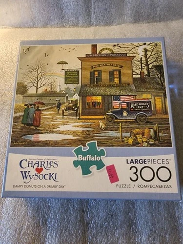 Charles Wysocki Dampy Donuts Dreary Day Puzzle 300 Large Pieces Buffalo Games