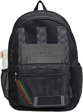 Heavy Duty Mesh Backpack, See through College Backpack with Padded Shoulder Stra