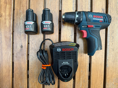 Bosch Drill PS31 12V Max 2 Batteries 2.0Ah BC330 Charger TESTED & FREE SHIPPING!