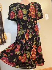 Vintage Y2K Rayon A Line Lined Boho Romantic Floral Dress Liz Claiborne 10 NWT