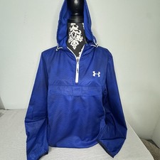 Giacca a vento Under Armour Anorak Heat Gear vestibilità ampia uomo L blu con cappuccio