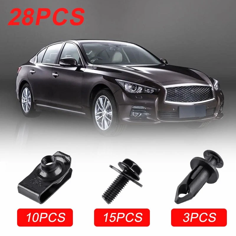 Kit de herrajes de parachoques protector contra salpicaduras de motor de automóvil Kit de remache de clip de tuerca de tornillo de perno de carrocería Foto 4 de 4