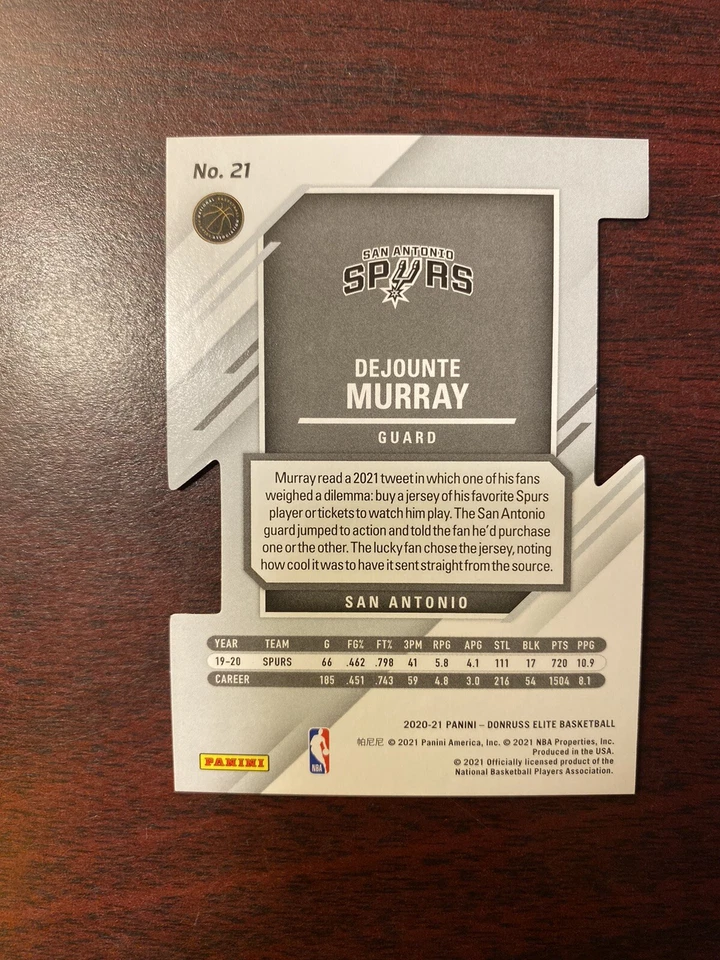 2020-21 Panini Donruss Elite Aspirations Red Die-Cut /95 Dejounte Murray 21 - Image 2 of 2