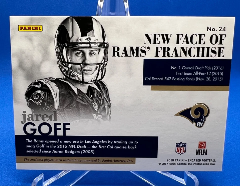 2016 panini encased Jared Goff RC Player Worn patch Super Rare only 30/49 beauty - Image 3 of 4
