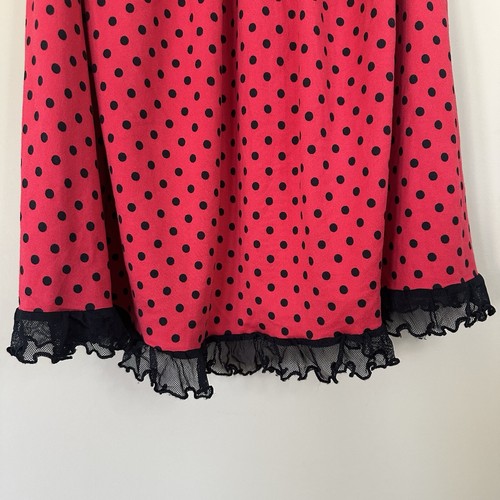 Linea Donatella Women S Nighty Gown Ruffle Slip Dress Red Black Dots Whimsigoth - Picture 2 of 7