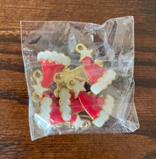 Lot of 10 Santa Hat Enamel Charms for Bracelet or Necklace NOS
