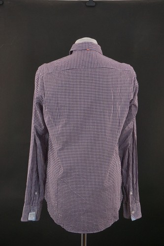 HUGO BOSS Orange Freizeithemd Hemd M lila weiß kariert Langarm Kentkragen B733 - Bild 5 von 5