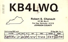 Flat Gap Kentucky KB4LWQ QSL Radio Postcard