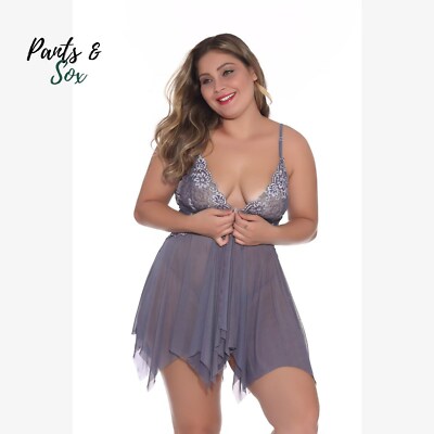 Lady Grey Chantilly Lace Sexy Satin Slip Sleepwear Lingerie See