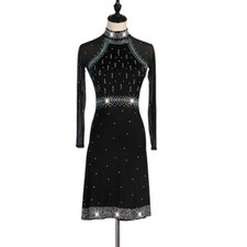 Latin Dance Dress Salsa Tango Cha cha Ballroom Rhinestone Competition Dress 466