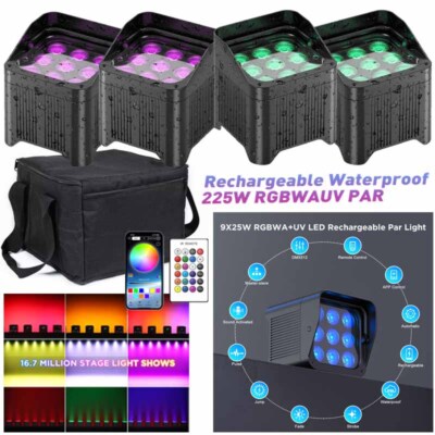 225W Waterproof Par Light RGBWA+UV with Battery LED DJ Stage Effect Lighting