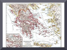 Grecia +Hist. Mapa 1895+ Peleponnes, Cícladas, Egeo, Eubea, Creta, Ática