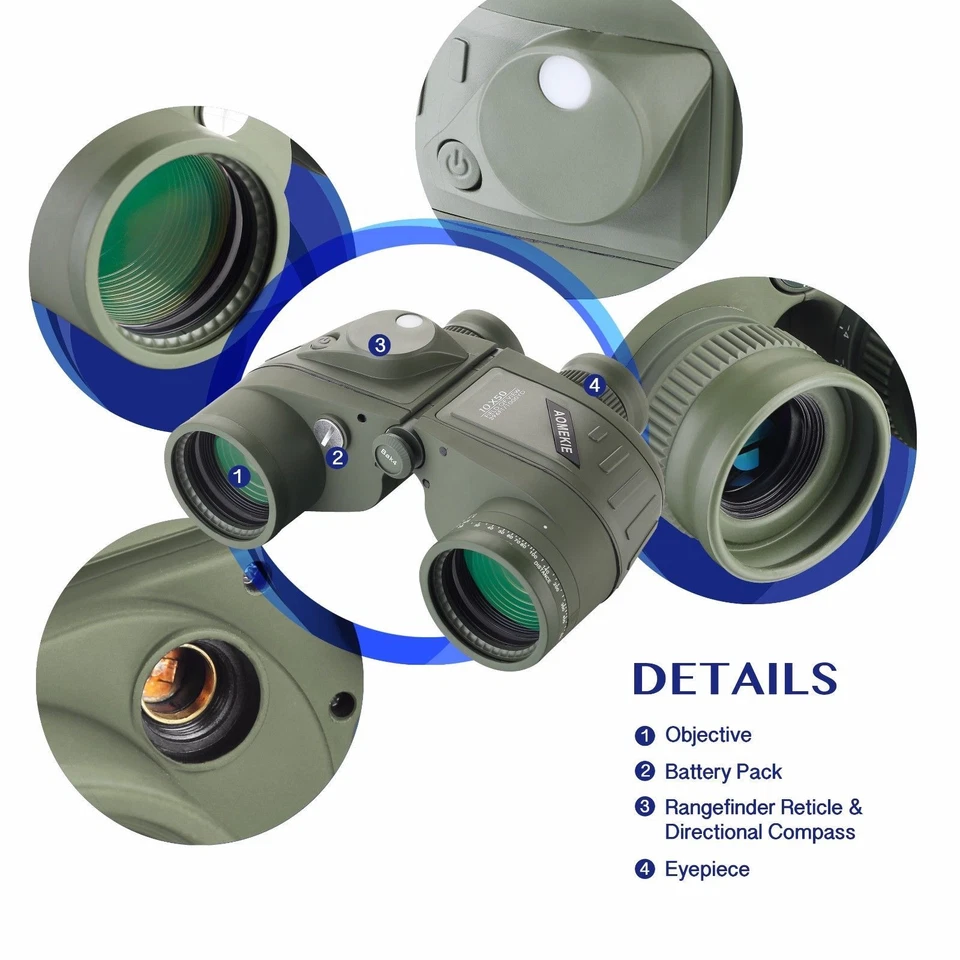 10X50 Binoculars BAK4 Prism Waterproof With Compass Rangefinder Fantastic Gifts - Image 4 of 4