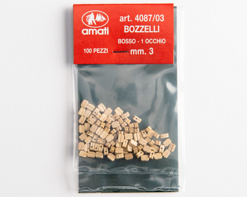 Bozzelli bosso 3 mm 1 foro (100 pz) - Amati Modellismo