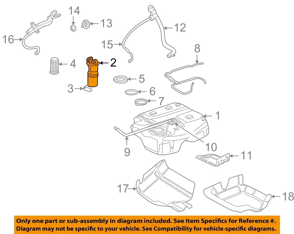 Used Fuel Pump fits: 2002 Land rover Freelander Pump Assembly from VIN 2A209859 - Изображение 3 из 4