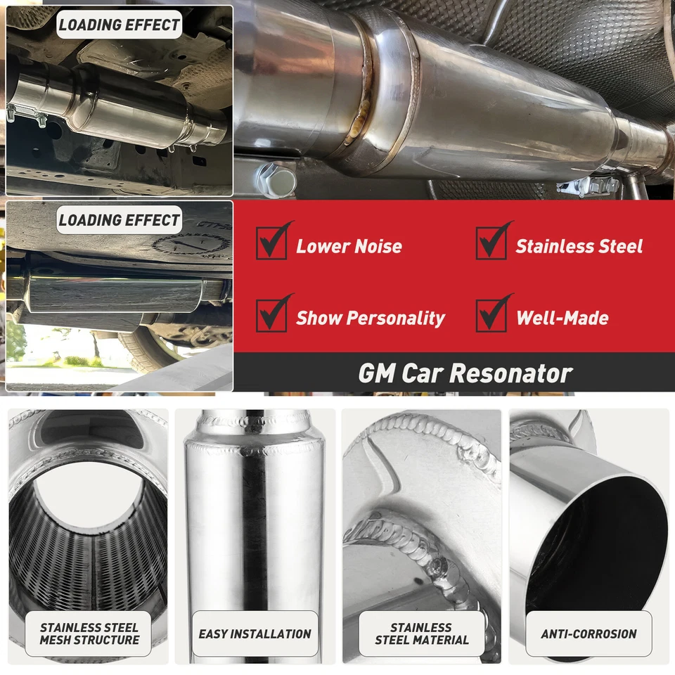 For GMC Sierra 1500 2500HD 3" Inlet/Outlet Exhaust Resonator Muffler 16" Long Foto 4 de 4